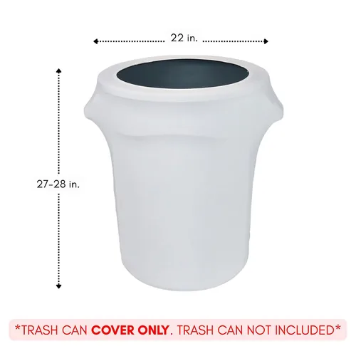 Miniatura 3 de YOUR CHAIR COVERS - Cubierta ajustada elástica de spandex para bote de basura/contenedor de desechos de 32 galones - Blanco