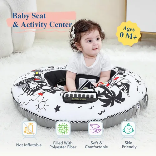 Miniatura 2 de Lovvie & Joy Asiento para bebé y anillo de centro de actividad de juego, asientos blandos para bebés para sentarse en silla de 0 a 6 meses, recién