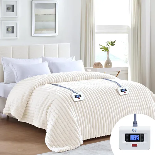 Miniatura 8 de Sealy - Manta eléctrica con calefacción tamaño 50"*60 pulgadas, súper acogedora de pelo sintético a Sherpa reversible con 6 niveles de calefacción