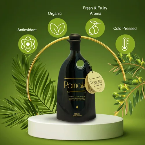 Miniatura 8 de Pamako Aceite de oliva orgánico de montaña monovarietal ultra premium 16.9 fl oz Cosecha 2021 Evoo orgánico prensado en frío de Grecia