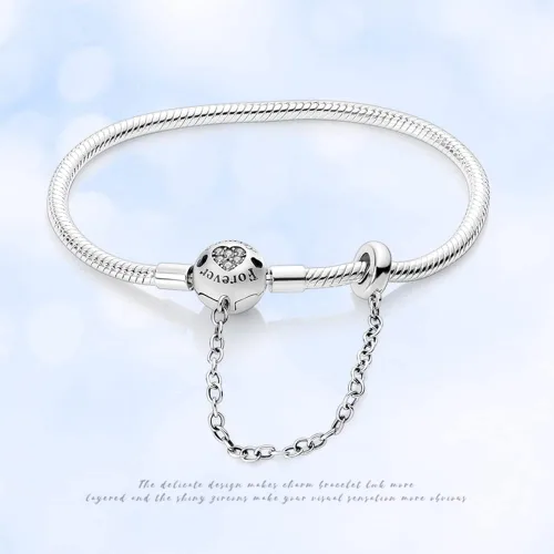 Miniatura 6 de KUNSIR Pulsera de plata de ley 925 con cierre de palma, cadena de serpiente, pulseras básicas para cualquier dije PDL, para adolescentes y mujeres