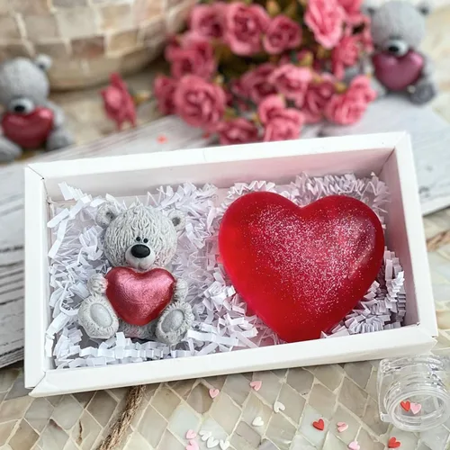 Miniatura 7 de Moldes de silicona con forma de corazón, 4 moldes de jabón en forma de corazón, moldes de chocolate para hacer jabón, dulces, pasteles, velas, Rosa-B