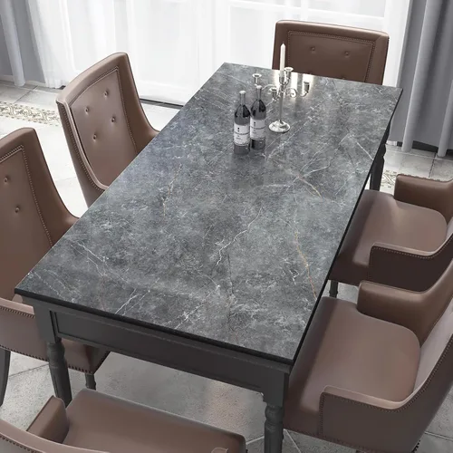 Miniatura 5 de BOMENG Papel de contacto de mármol gris de 31.5 x 354 pulgadas, papel tapiz de mármol gris brillante para despegar y pegar, extraíble, impermeable