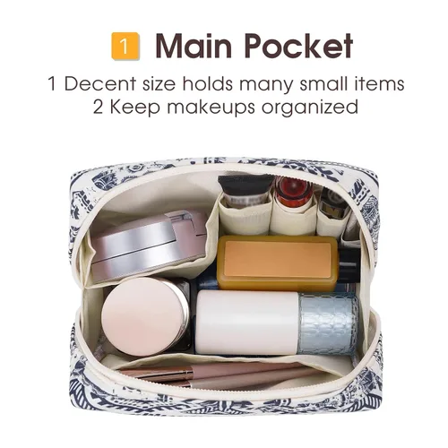 Miniatura 4 de Narwey Pequeña bolsa de maquillaje para bolso, mini bolsa de cosméticos, bolsa de maquillaje de viaje con cremallera, bonitas bolsas de maquillaje