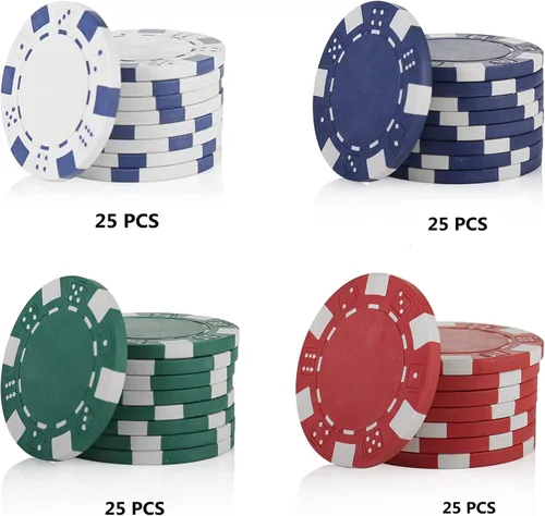 Miniatura 3 de Fichas de póquer de 11.5 gramos, 100 piezas de fichas de póquer de casino para Texas Hold'em, fichas de blackjack, kit de juegos de póquer