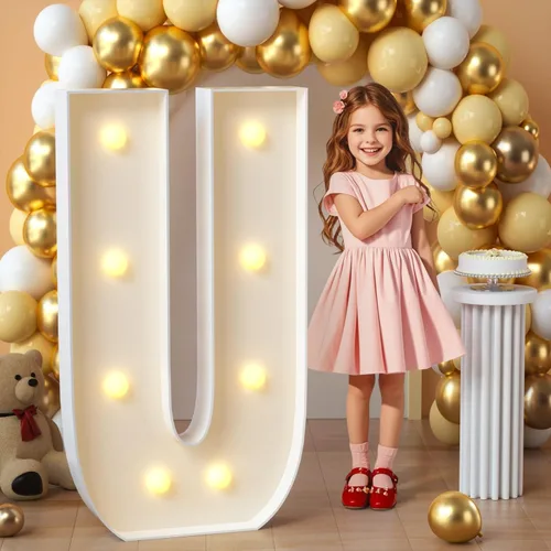Miniatura 39 de imprsv Letras de marquesina iluminadas, letras de mosaico de 1.2 m con luz para decoración de baby shower, graduación, gran J para decoraciones