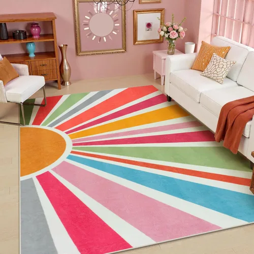 Miniatura 9 de STARUIA - Alfombra Boho Lavable de 3'x5', Alfombra de Área para Niños para Sala de Juegos, Alfombras Coloridas para Niños para Dormitorio, Alfombra