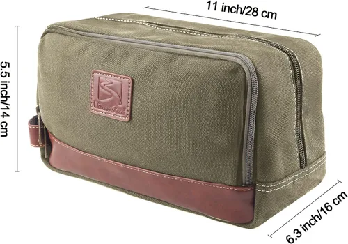 Miniatura 3 de Neceser de viaje para hombres y mujeres, organizador de artículos de tocador de lona resistente al agua, de cuero vegano, kit de Dopp colgante