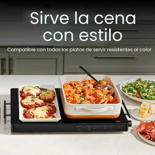 Miniatura 6 de Chefman Bandeja de calentamiento eléctrica con control de temperatura ajustable, perfecta para bufés, restaurantes, fiestas, eventos y cenas
