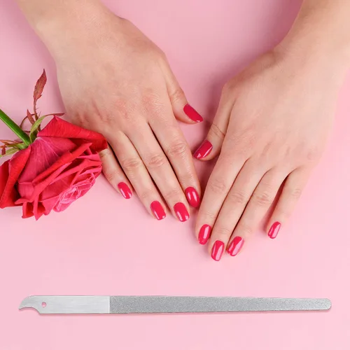 Miniatura 7 de Mudder Paquete de 8 limas de uñas de diamante de acero inoxidable de doble cara de metal para uñas de los pies, manicura para mujeres y hombres