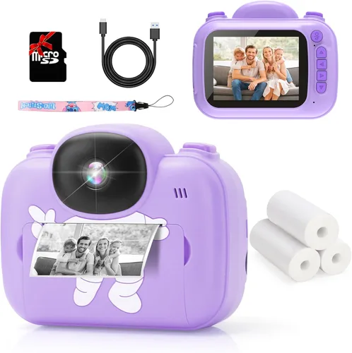 Cámara de impresión instantánea para niños, cámara digital instantánea para niños de 3.5 pulgadas con fotos y videos HD de 1080P, regalos de