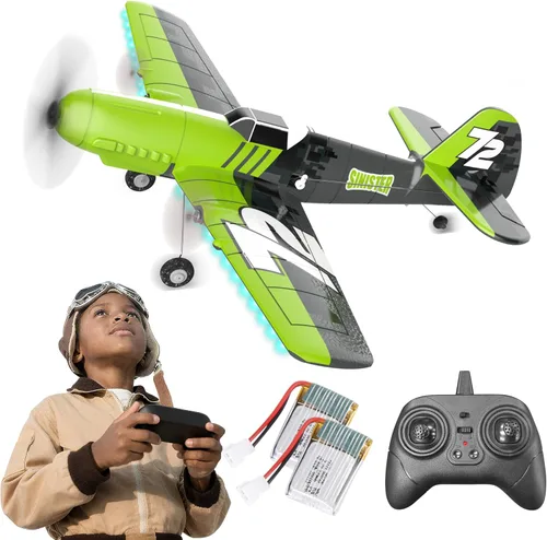 Miniatura 9 de BEZGAR Avión RC HQ089, Drones para niños, avión de control remoto de giroscopio de 6 ejes, helicóptero RC, fácil control para principiantes, Azul