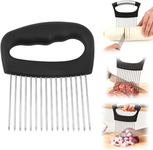 Miniatura 9 de Soporte de cebolla para rebanar, cortador de verduras de limón, tomate, huevos y verduras, herramienta auxiliar para cortar papas, aguacates