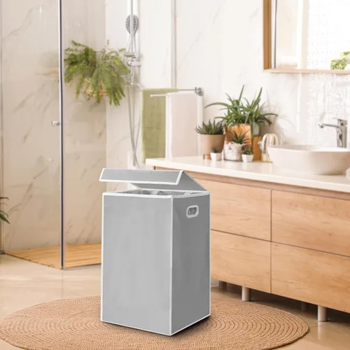 Miniatura 6 de Simple Houseware Cesta plegable para ropa sucia con tapa y bolsa extraíble, color gris
