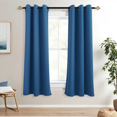 Miniatura 108 de Mrs.Naturall Cortinas Azul Real para Dormitorio, Cortinas Opacas Cortas Medianas Azul Cobalto para Cocina Decoración de Habitación de Adolescentes