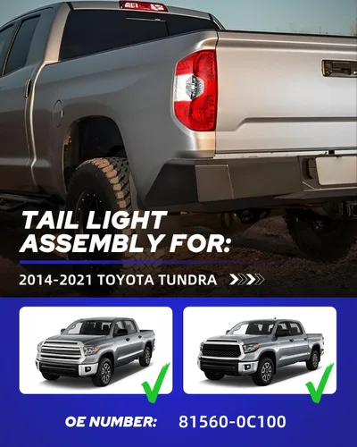 Miniatura 2 de AUTOONE Conjunto de luces traseras para Toyota Tundra, conjunto de lámpara trasera para camioneta Tundra 2014-2021 Lado del conductor del OEM