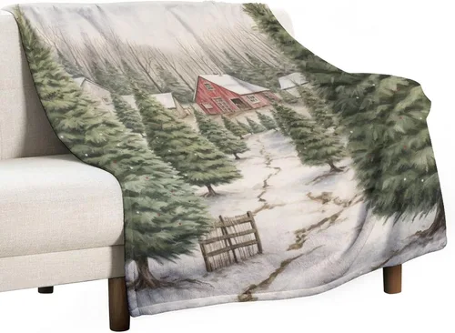 Miniatura 30 de Elegante manta de Navidad con diseño de ciervos y bayas rojas y verdes, diseño de renos de invierno, con diseño de ciervos y bayas rojas, manta