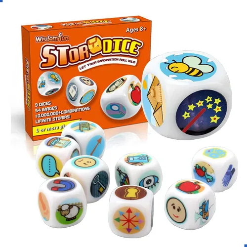 Miniatura 9 de Happy Story - Paquete de 9 cubos coloridos – Un viaje feliz contar cubos y dados de lenguaje oral, 54 imágenes, combinación de historias ilimitadas