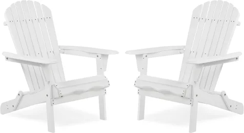 Miniatura 22 de Silla Adirondack plegable de madera de gran tamaño con respaldo y tabla de asiento premontados, silla de descanso para patio al aire libre, jardín