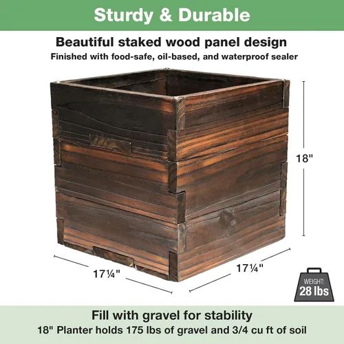 Miniatura 6 de Maceta decorativa de madera extragrande con soporte universal para postes de luz, paraguas, comederos de pájaros, caja de madera maciza para jardín
