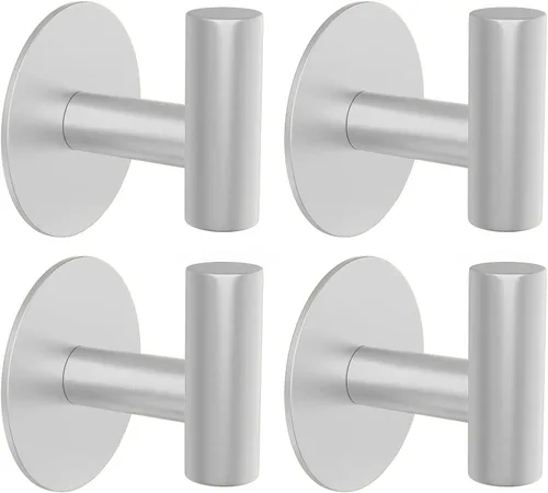 Miniatura 15 de Paquete de 4 ganchos adhesivos dorados para toallas, ganchos autoadhesivos de acero inoxidable para abrigo, gancho para colgar en la pared