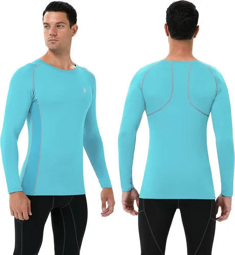 Miniatura 2 de Runhit Camisas de compresión para hombre de manga larga fresca y seca atlética, camisetas de entrenamiento para pesca y sol, mallas térmicas