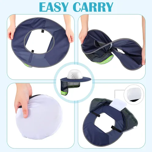 Miniatura 5 de SATINIOR 2 parasoles para sombrero duro, visera de malla de ala completa de alta visibilidad, protección para el cuello, banda reflectante, bandana