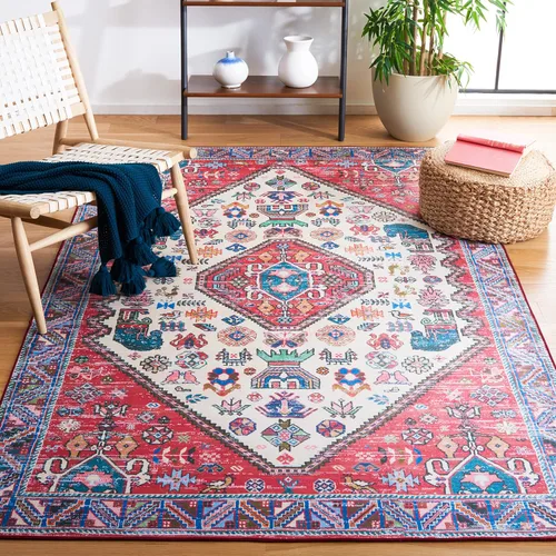 Miniatura 9 de SAFAVIEH Tucson Collection - Alfombra lavable de 2 pies 6 pulgadas x 8 pies, beige y gris, antideslizante, ideal para zonas de alto tráfico en sala
