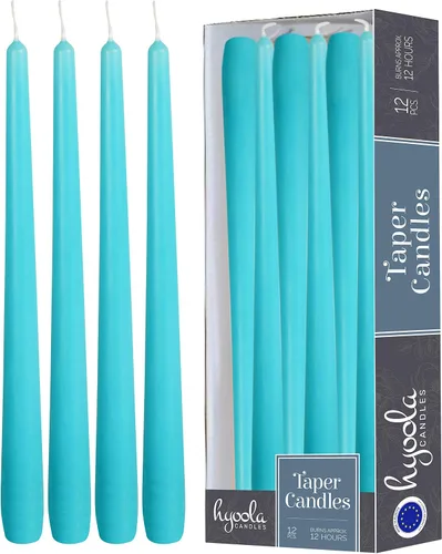 Miniatura 9 de Hyoola Tall Taper Candles - Vela de cena turquesa sin goteo de 10 pulgadas, sin perfume, cera de parafina con mechas de algodón, 8 horas de tiempo