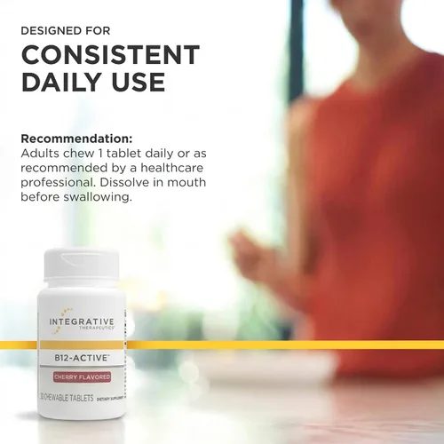 Miniatura 7 de Integrative Therapeutics B12-Active - Suplemento B12 para apoyo a la función nerviosa* - Soporte masticable - Sin lácteos, soja y gluten - Sabor a