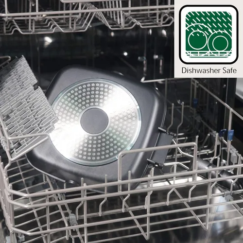 Miniatura 7 de S·KITCHN Sartén para parrilla con mango plegable, sartén antiadherente para estufas, sartén cuadrada compatible con inducción con boquillas