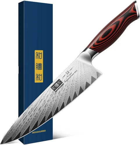 HOSHANHO Cuchillo de chef de Damasco de 8 pulgadas, cuchillo de cocina profesional japonés de Damasco Super Steel, cuchillo de cocina ultra afilado