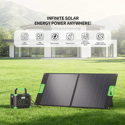Miniatura 6 de GRECELL Panel solar portátil de 120 W para estación de energía, 24% de alta eficiencia, panel bifacial de 21.6 V, plegable, impermeable, con salida