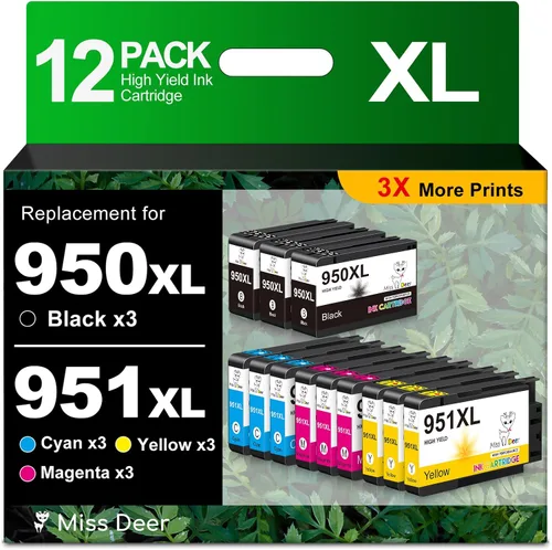 Miniatura 9 de Miss Deer 5-Pack 950 XL 951 XL Ink Cartridges Combo Pack, 2 Black + 1 Each C/M/Y, High Yield for Home Office Business, Compatible for HP OfficeJet