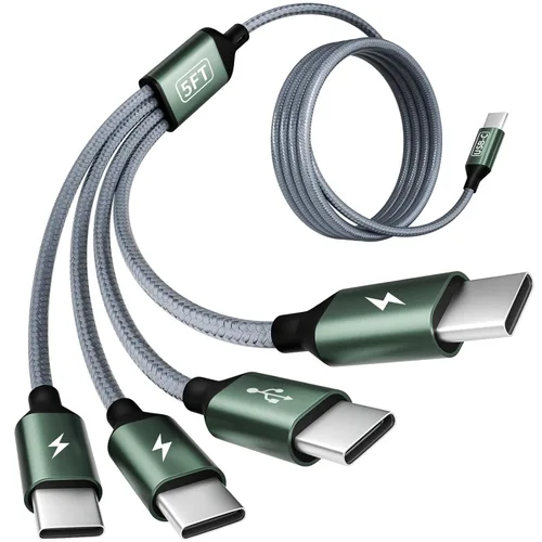 Miniatura 8 de Cable de carga de 240W 4 en 1, cable de carga rápida USB C a Lightning, cable trenzado USB a USB C, cable de carga múltiple esencial para viajes