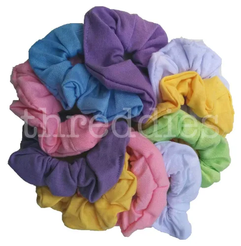 Miniatura 5 de Algodón Scrunchie Set, conjunto de 10 algodón suave Scrunchies, Completamente negro
