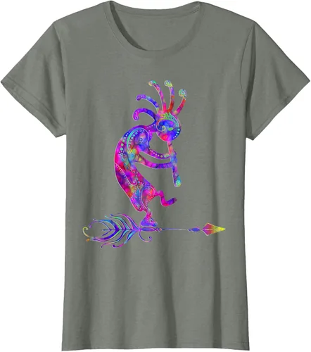 Miniatura 19 de Native American Kokopelli With Feather 2 - Camiseta Fan Fun, Negro, S