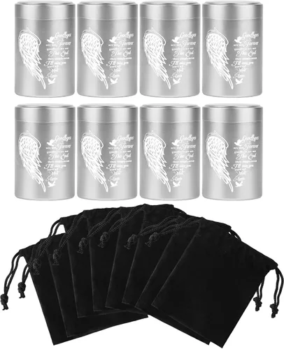 Miniatura 11 de Juego de 4 urnas pequeñas para cenizas humanas, mini urna de cremación de aluminio para cenizas de hasta 7 pulgadas cúbicas, color negro