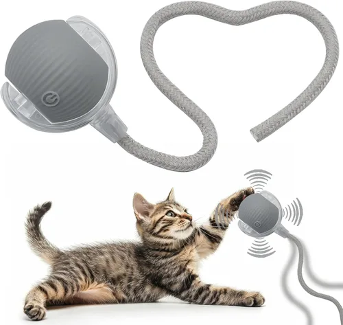 Miniatura 11 de Pelota interactiva de juguete para perros y gatos: pequeño juego para mascotas con luz LED y cola de cuerda para activar el movimiento, lindo regalo