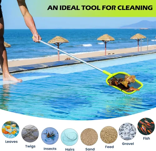 Miniatura 8 de Desnatador de piscina – Red de desnatador de piscina con poste, poste de aluminio telescópico ajustable de 5 secciones, 24.5 a 63.5 pulgadas