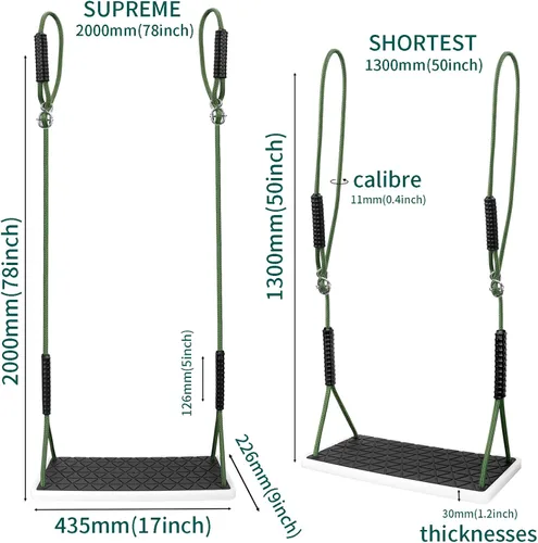 Miniatura 3 de Asiento de columpio resistente antideslizante con cuerda de árbol ajustable, accesorios de repuesto para patio al aire libre, patio trasero