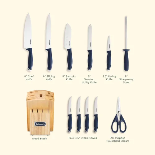 Miniatura 5 de Cuisinart C77SSN-12P Color Pro Collection - Juego de bloques de cuchillos de 12 piezas, color azul marino