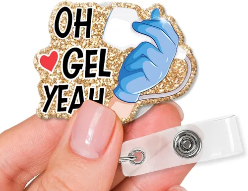 Miniatura 14 de XQLZY Ortho Carrete de Insignia Retráctil Divertido con Purpurina Negra Banda Clip de Tiburón, Lindo Clip de Insignia de Amor de Hueso de Dedo