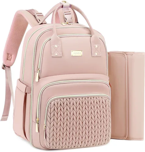 Miniatura 11 de Mochila para pañales, grande, multifuncional, para niños, niñas y bebés, bolsa esencial de viaje con cambiador, bolsillos aislados, correas
