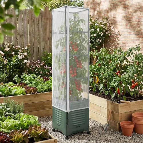 Miniatura 7 de 2 piezas de red para pájaros de jardín para jaula cuadrada de tomate, 59 x 17.7 pulgadas, barrera de insectos y pájaros, red de jaula de tomate