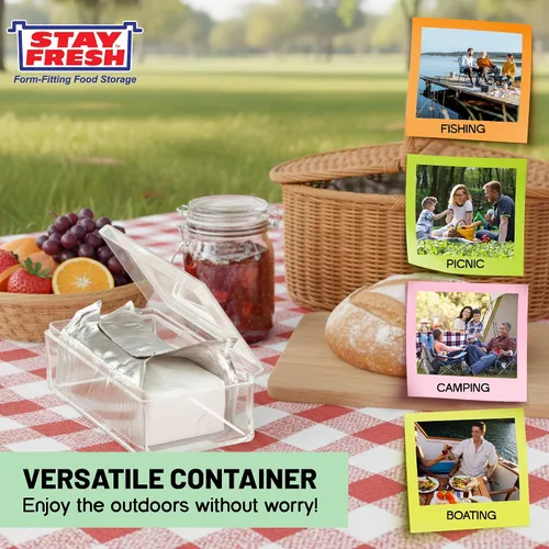 Miniatura 5 de Stay Fresh Recipiente de queso crema para nevera, plástico transparente para queso crema, apto para lavavajillas, sin bisfenol A, plato de queso