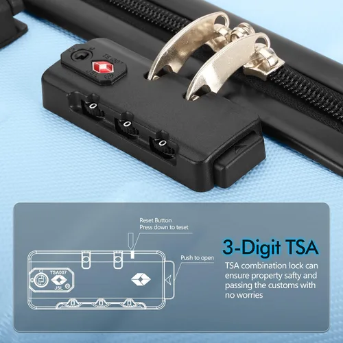 Miniatura 5 de AnyZip Equipaje PC ABS Hardside maleta ligera con 4 ruedas universales TSA Lock, azul claro