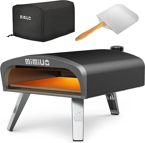 Miniatura 10 de Mimiuo Horno de pizza de gas para exteriores con piedra giratoria automática para pizza, hornos de pizza de propano portátiles de 14 pulgadas