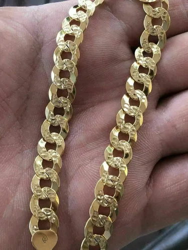 Miniatura 7 de Men's Cuban Link Bracelet 14k Gold Over Solid 925 Sterling Silver Bracelet - 8.5" 8mm - Diamond Cut Pave