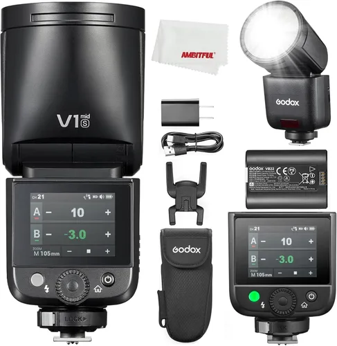 Miniatura 9 de Godox V1 mid C V1midC Godox Flash para Canon Flash, 55Ws TTL cabeza redonda cámara flash, tiempo de reciclaje de 1.7s, 2.4G X inalámbrico HSS